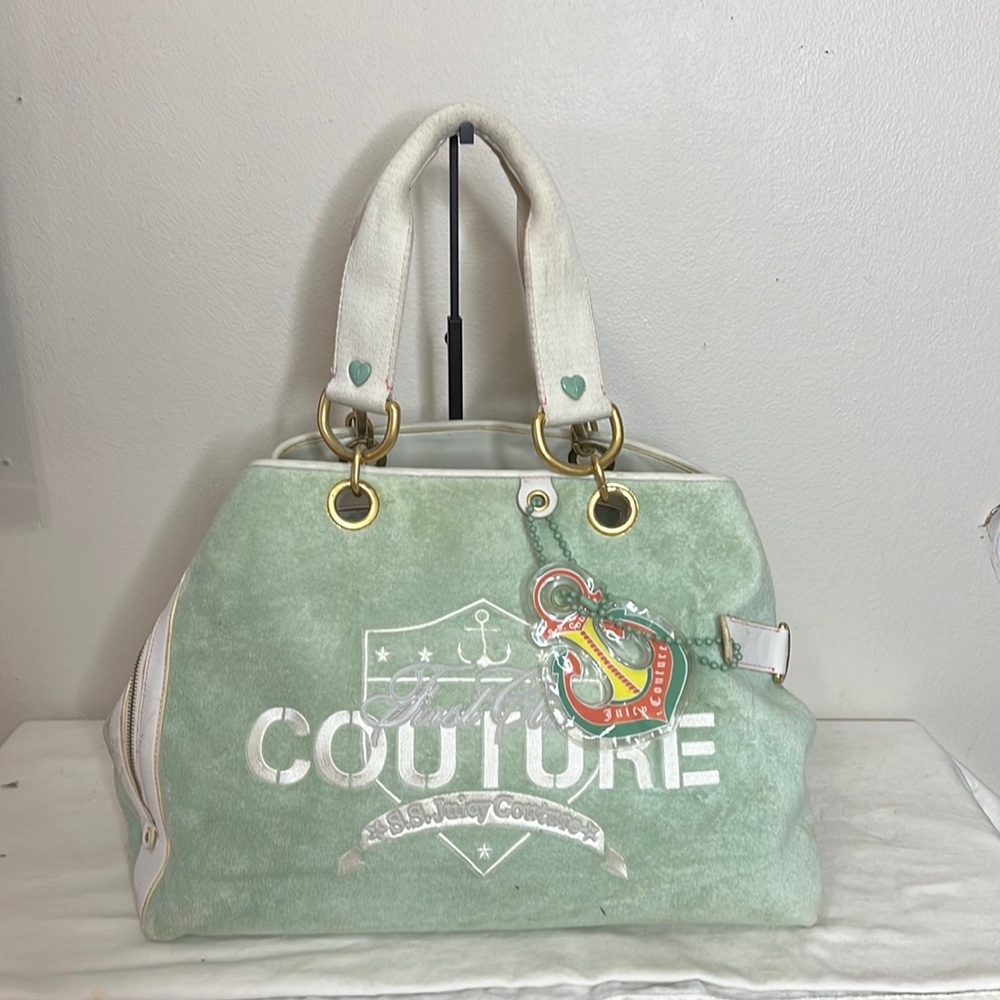 Juicy Couture Vintage Y2K First Class Couture SS Velour Vintage Bag White Mint